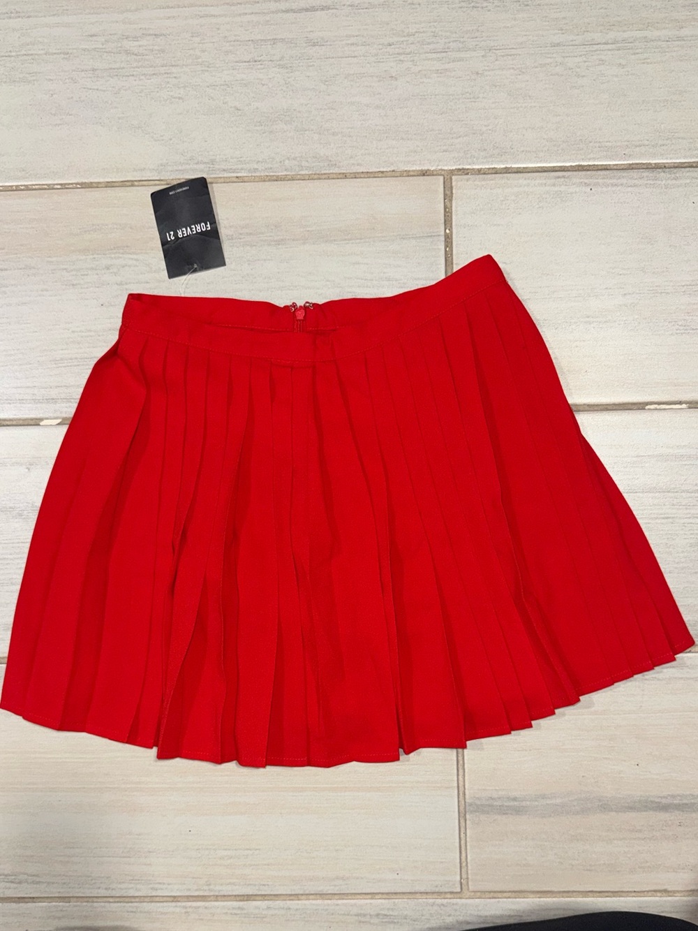 Pleated Red Mini Skirt